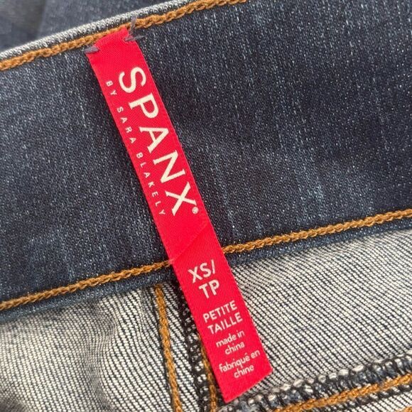 Spanx Shape and Lift high-rise distressed skinny jeans in mid wash Sz XS Petite - Picture 12 of 13